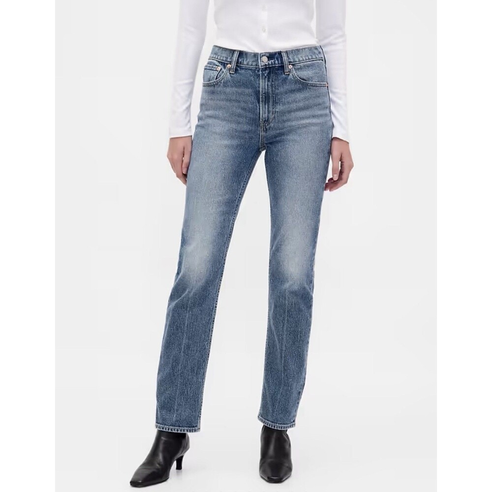 NWT Gap High Rise 90s Straight Denim Jeans Medium Indigo Size 27 / 4P NEW $89.95